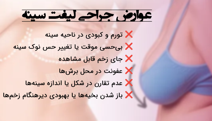 عوارض جراحی لیفت سینه